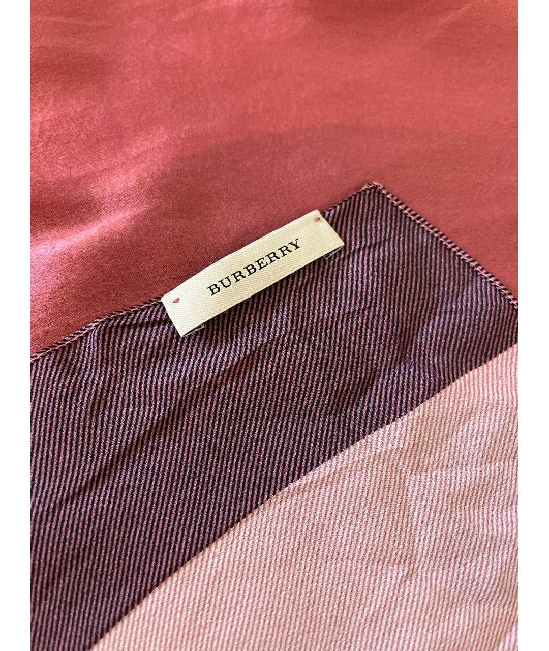 BURBERRY Розовый шелковый платок, фото 3