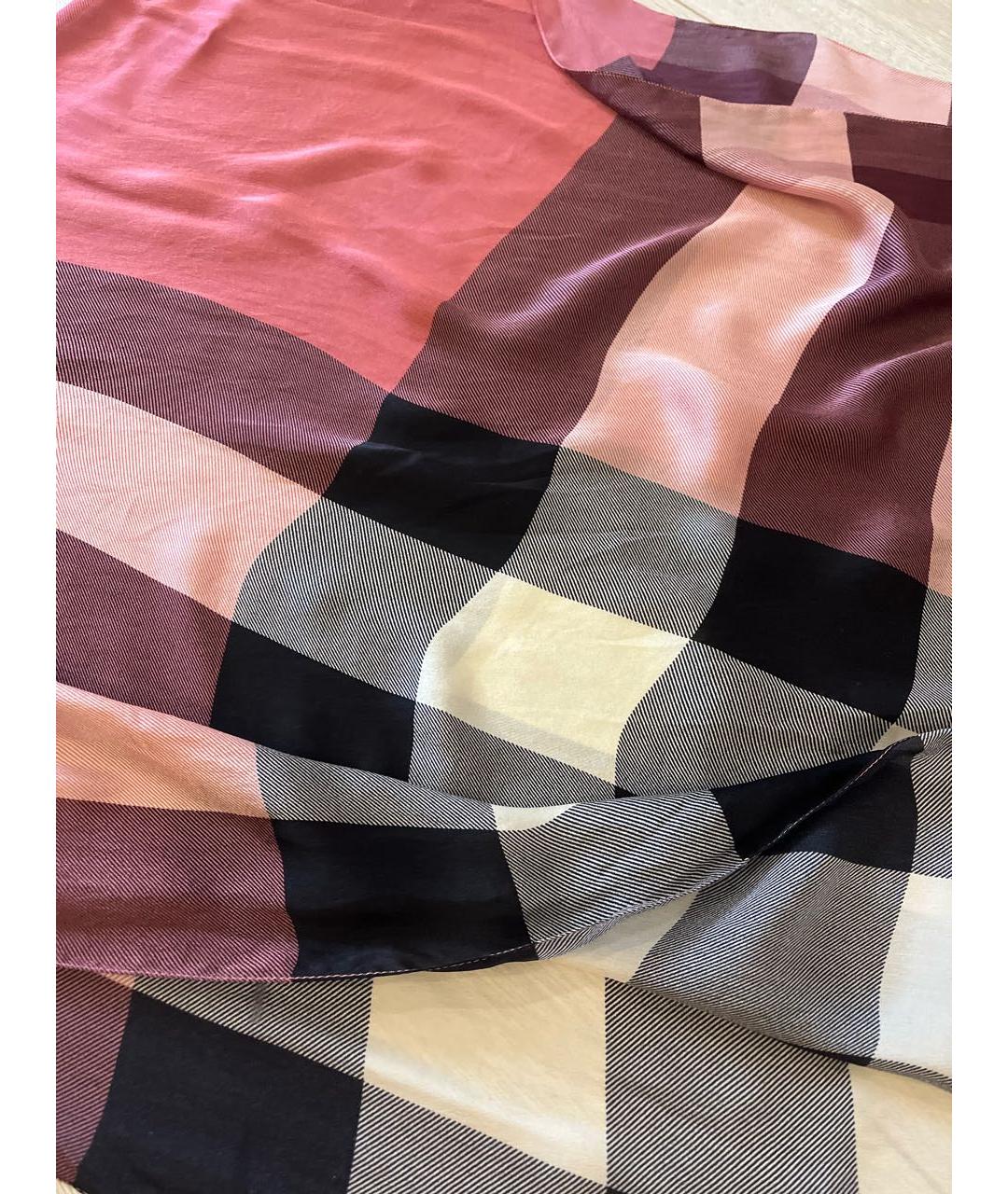 BURBERRY Розовый шелковый платок, фото 2