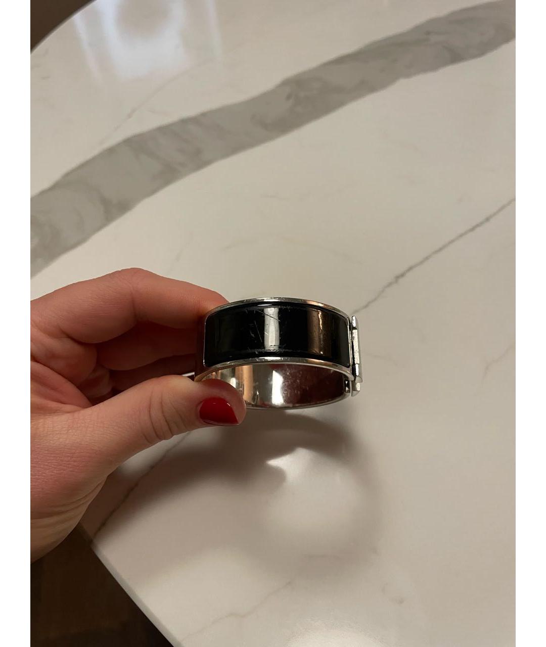 HERMES Черный металлический браслет, фото 2