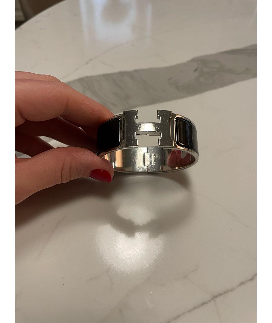 HERMES Черный металлический браслет, фото 5