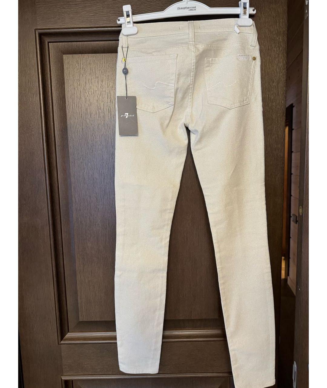 7 FOR ALL MANKIND Бежевые хлопко-эластановые джинсы слим, фото 2