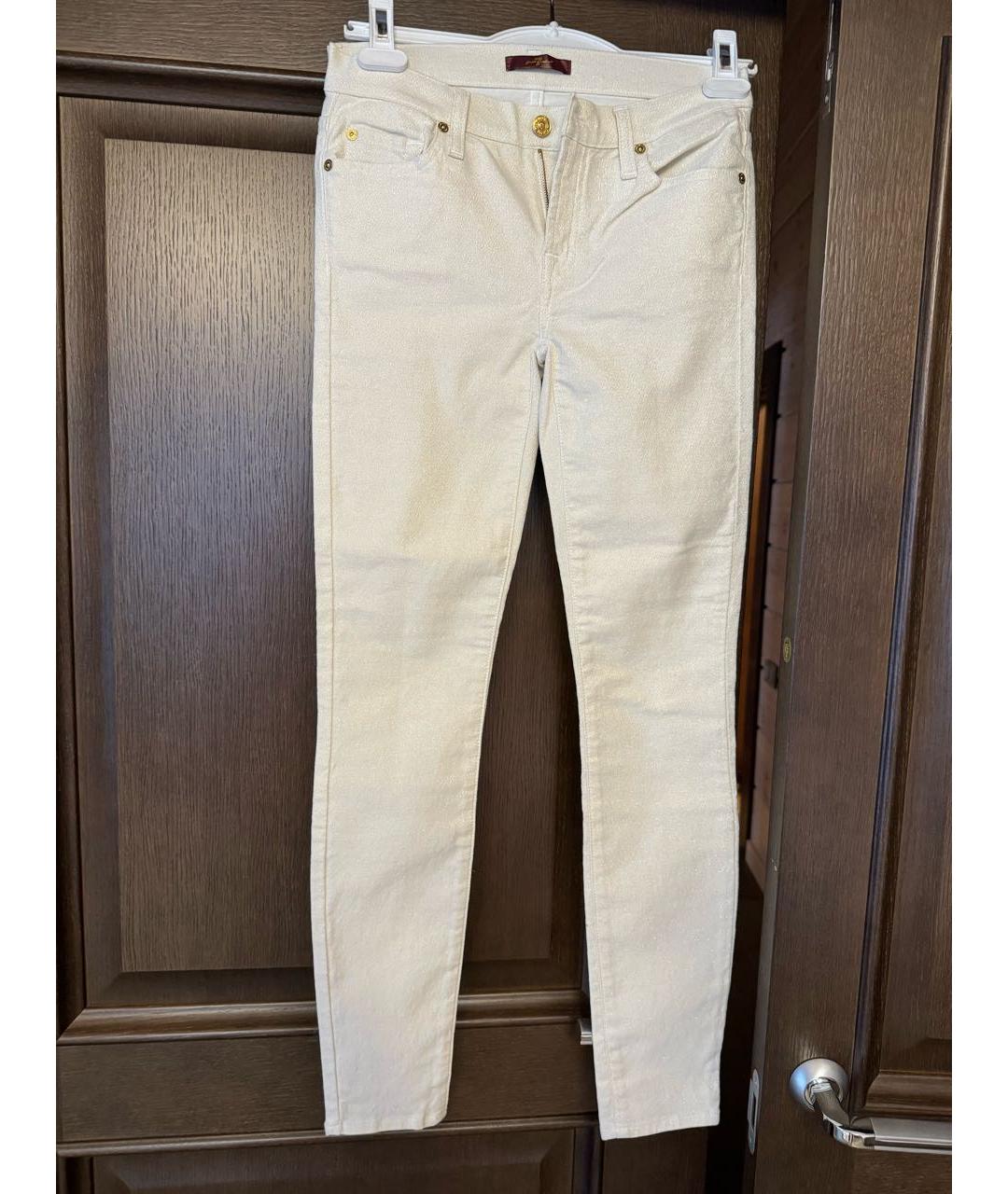7 FOR ALL MANKIND Бежевые хлопко-эластановые джинсы слим, фото 7