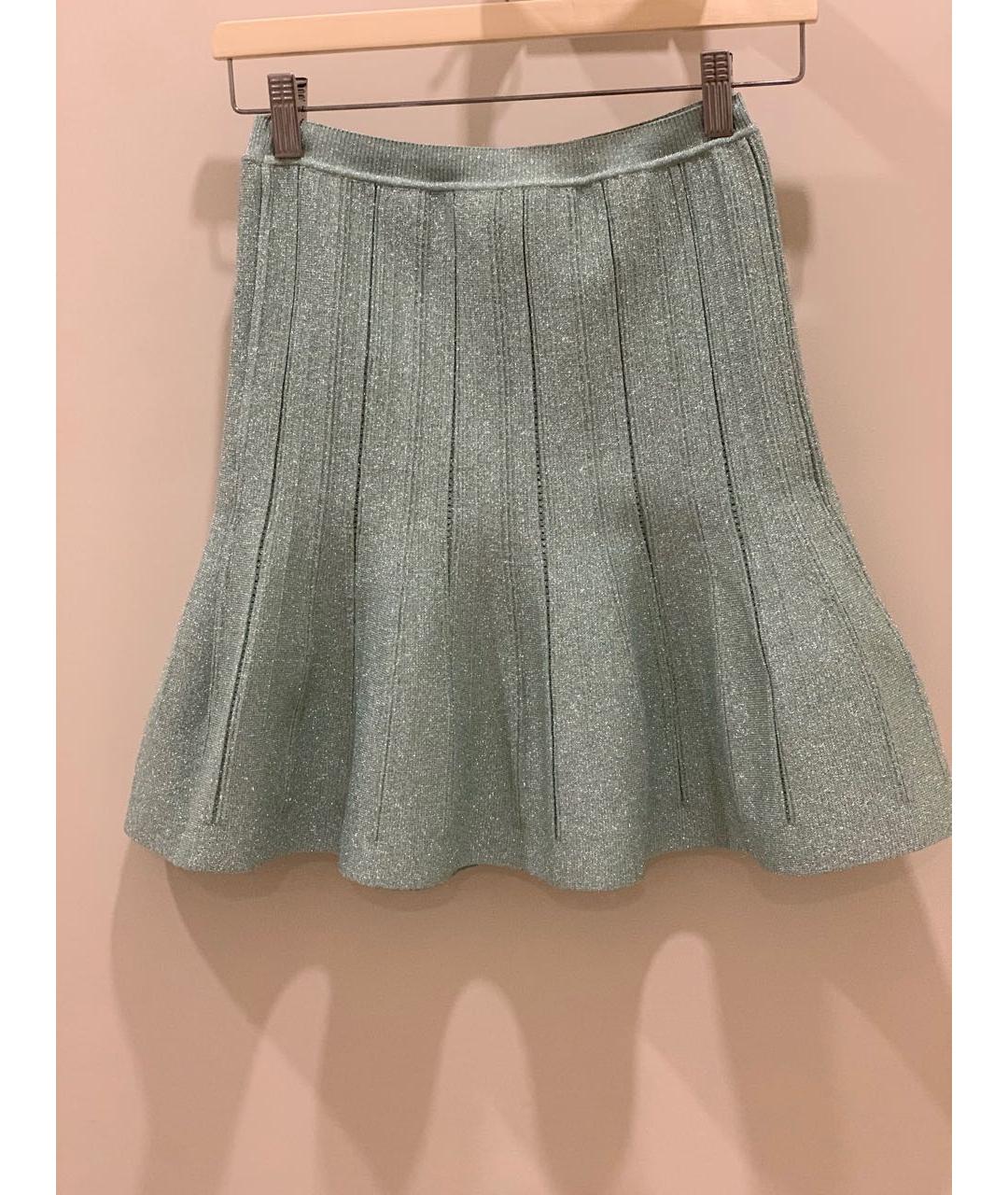 ALBERTA FERRETTI Зеленая полиамидовая юбка мини, фото 2