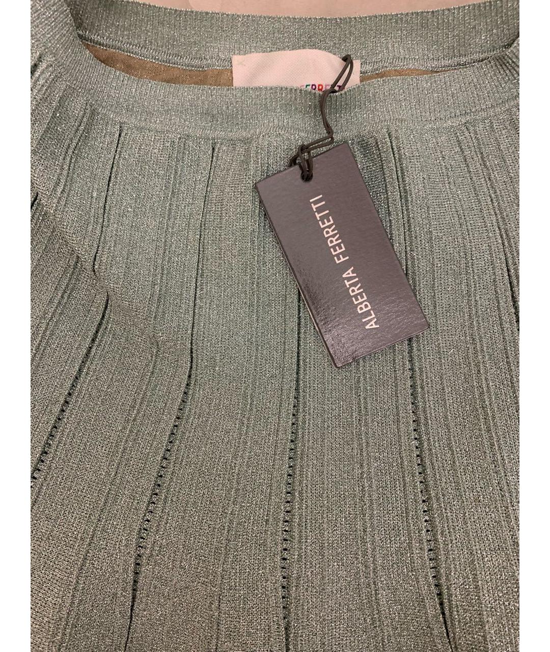 ALBERTA FERRETTI Зеленая полиамидовая юбка мини, фото 3
