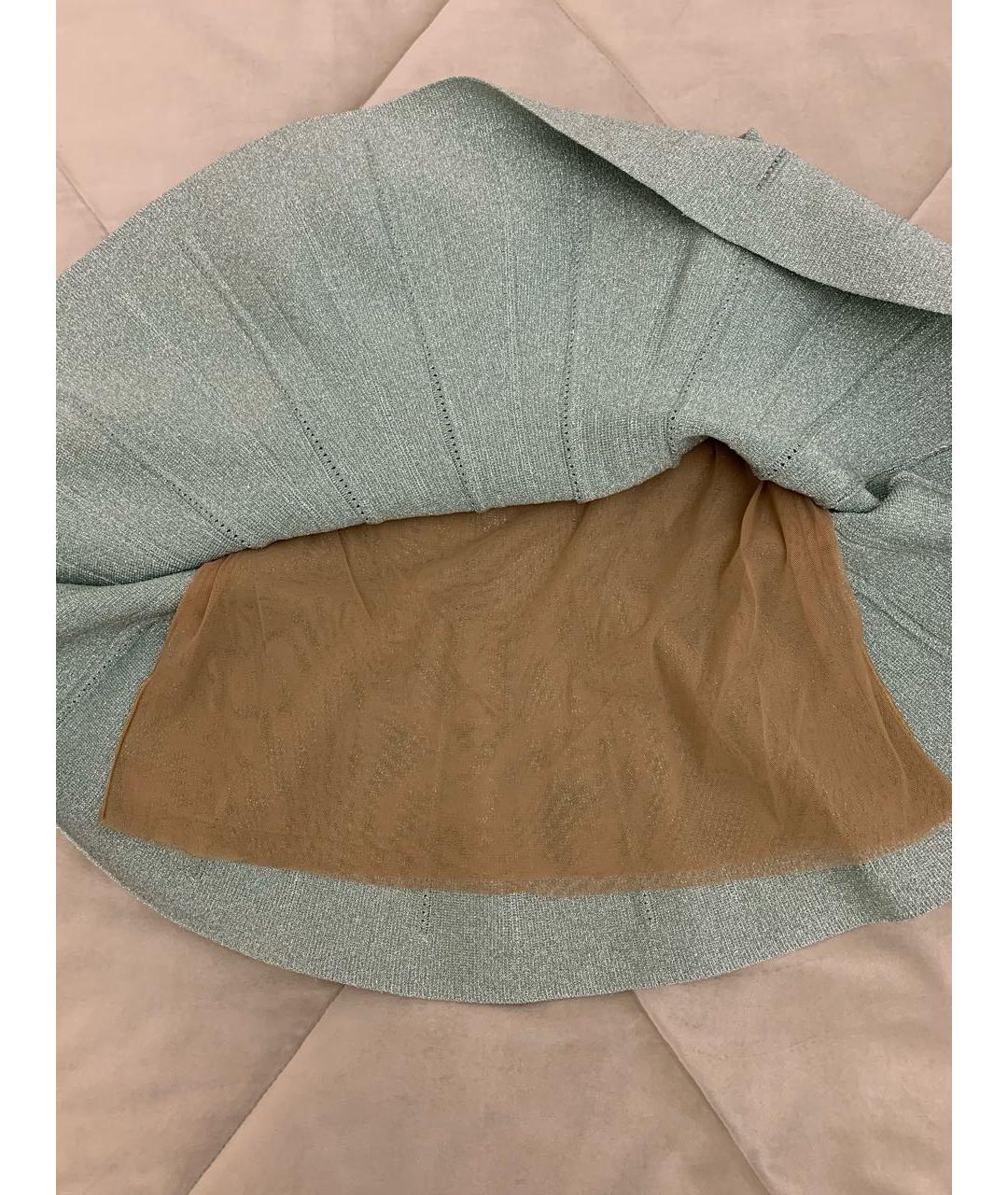 ALBERTA FERRETTI Зеленая полиамидовая юбка мини, фото 6