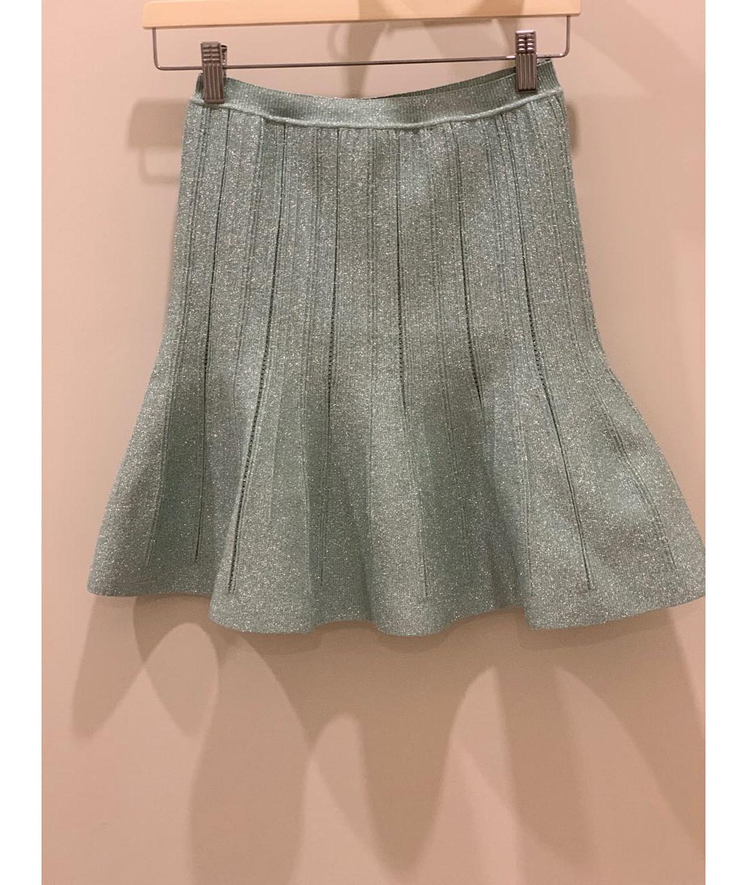 ALBERTA FERRETTI Зеленая полиамидовая юбка мини, фото 7
