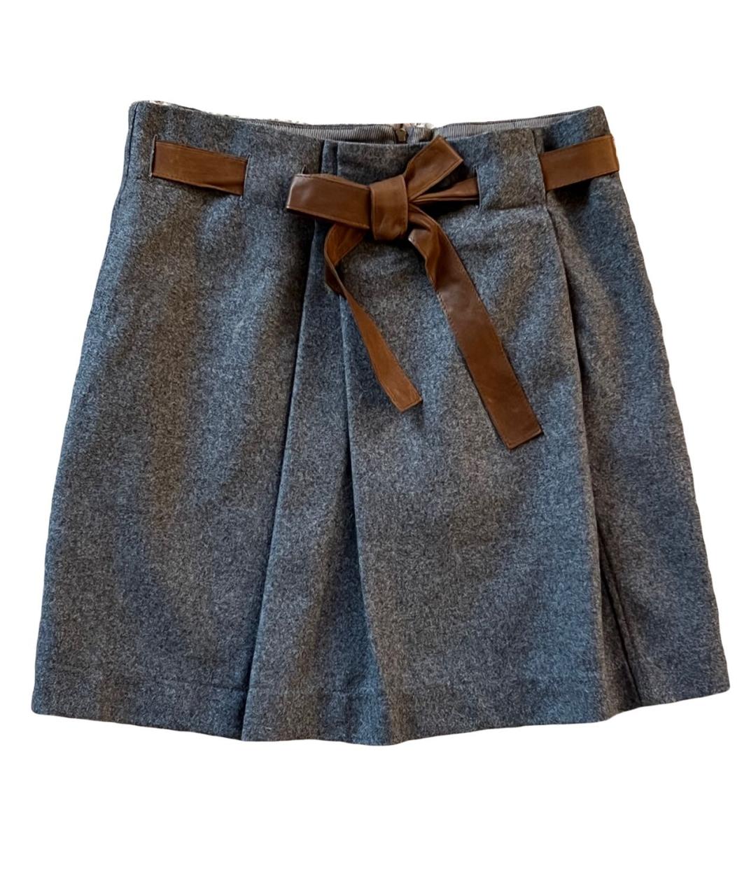 BRUNELLO CUCINELLI Антрацитовая шерстяная юбка мини, фото 1