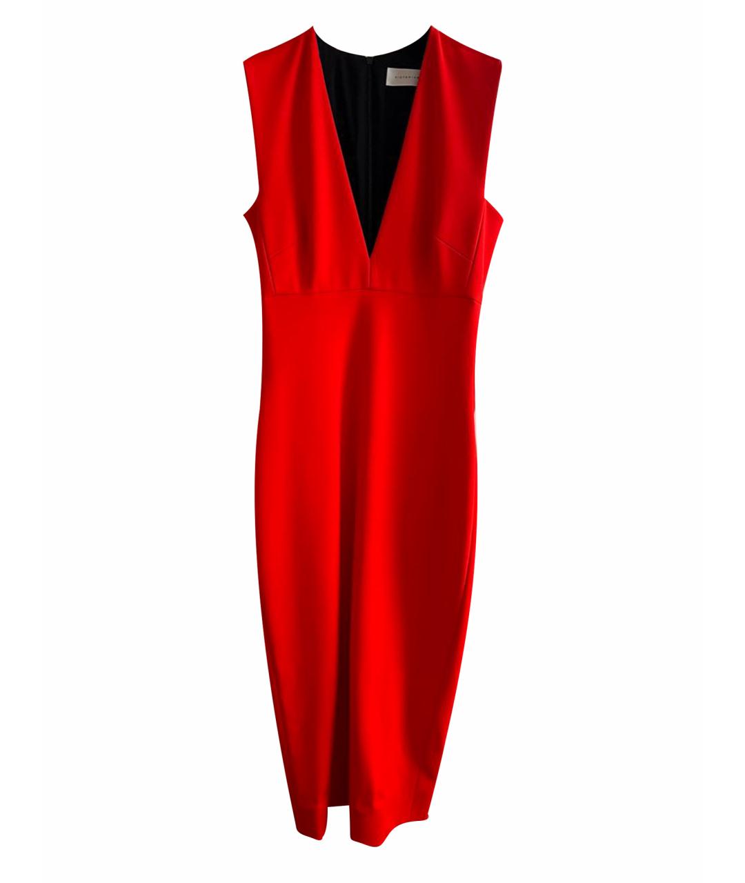 VICTORIA BECKHAM Красное вискозное коктейльное платье, фото 1
