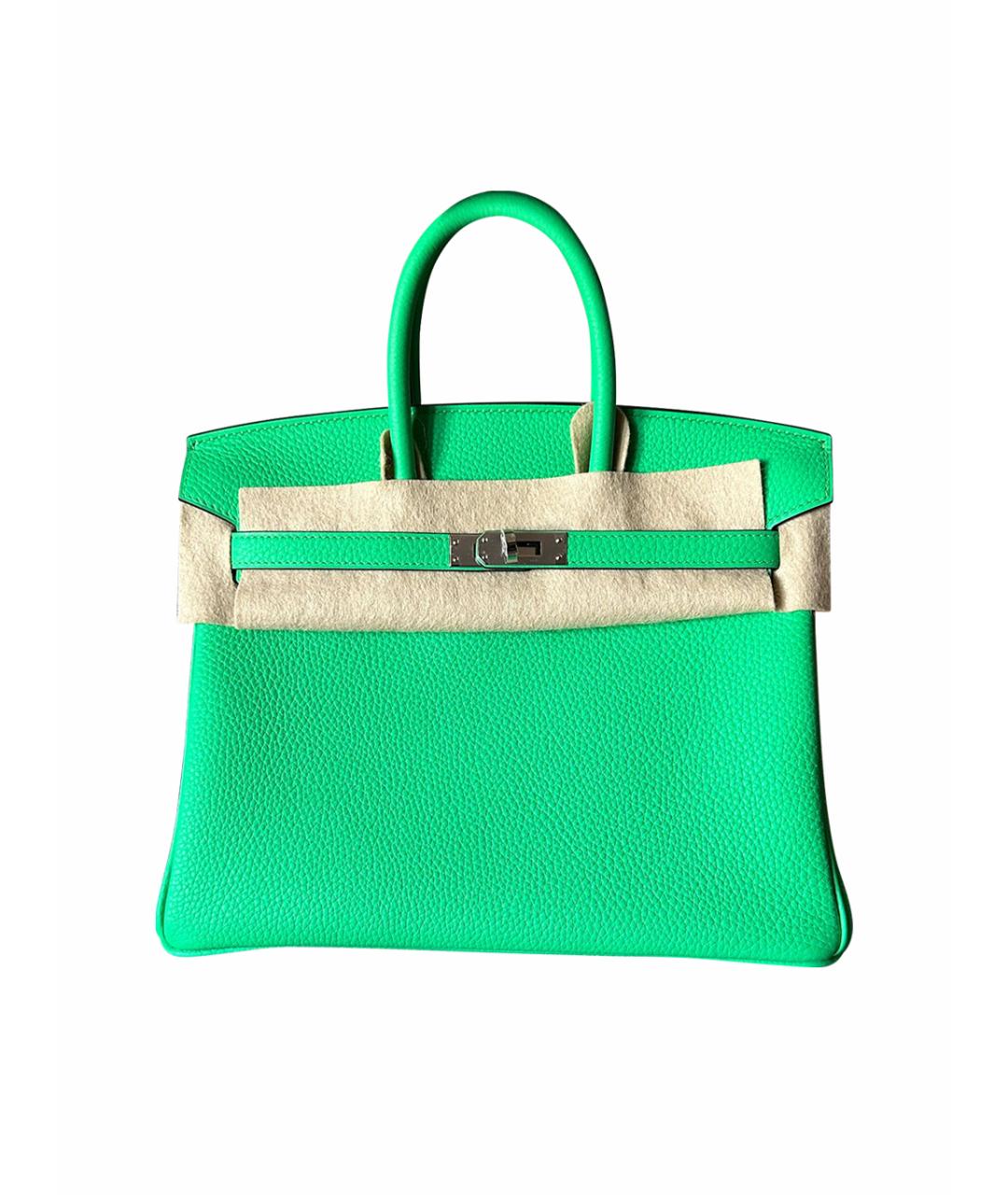 HERMES PRE-OWNED Зеленая кожаная сумка с короткими ручками, фото 1