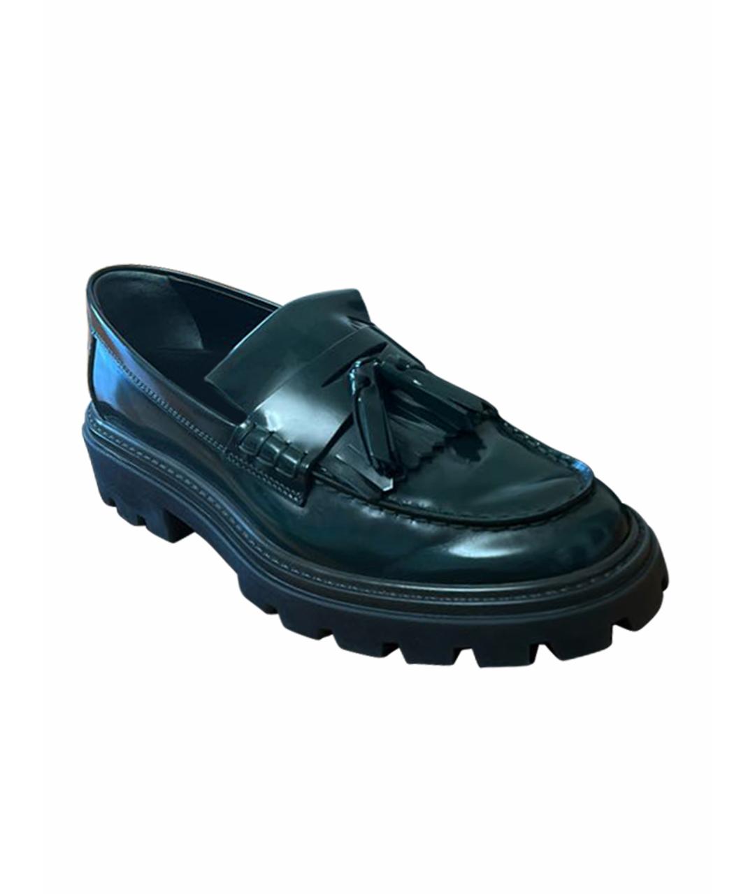 TOD'S Зеленые кожаные лоферы, фото 1