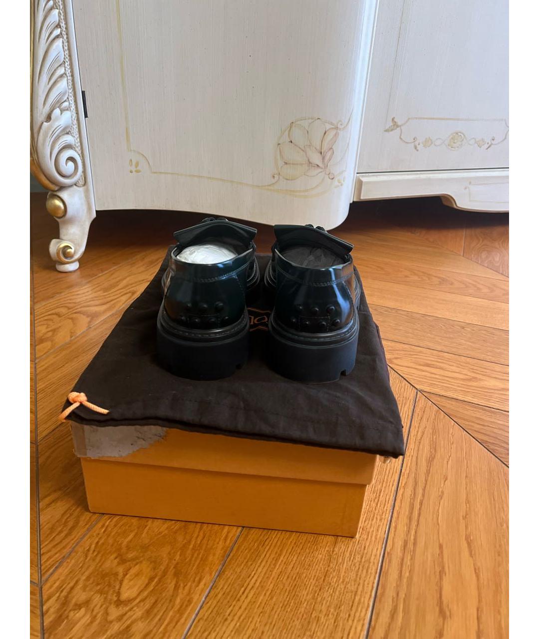 TOD'S Зеленые кожаные лоферы, фото 4