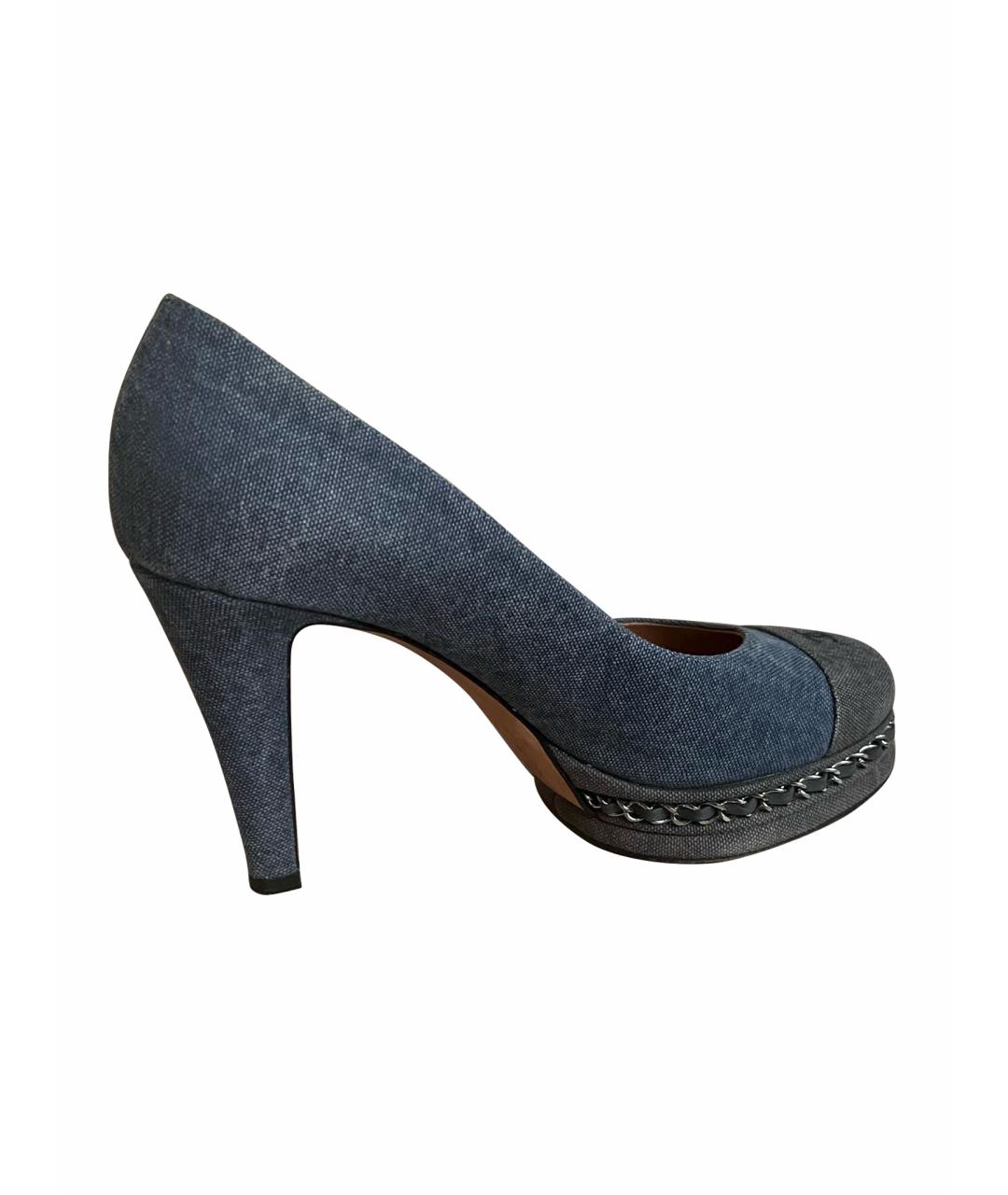 CHANEL PRE-OWNED Синие текстильные туфли, фото 1