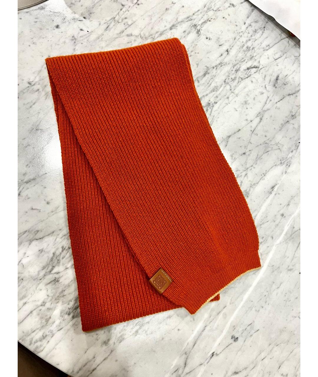 LOEWE Оранжевый шерстяной шарф, фото 3