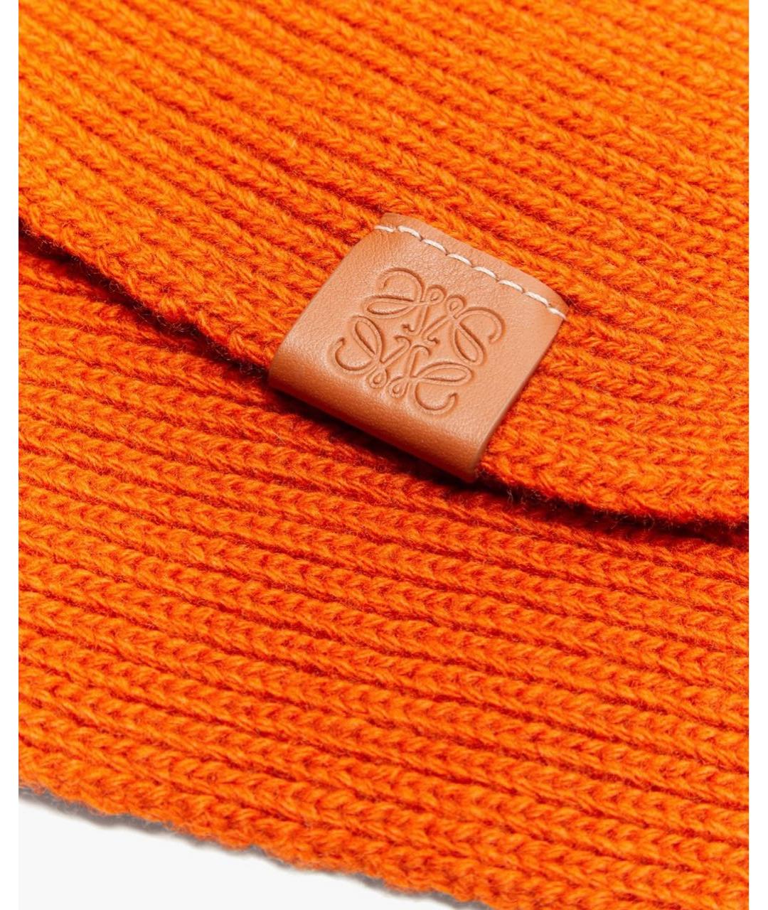 LOEWE Оранжевый шерстяной шарф, фото 2