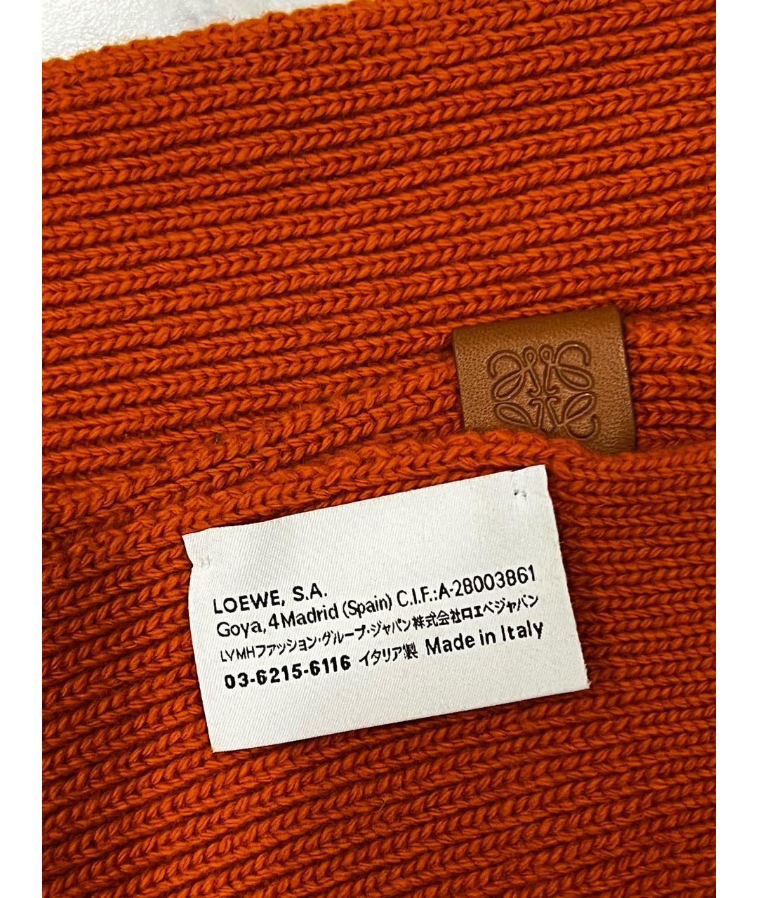 LOEWE Оранжевый шерстяной шарф, фото 5