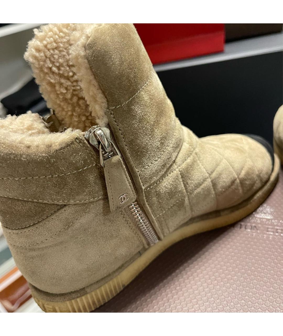 CHANEL Бежевые замшевые полусапоги, фото 3