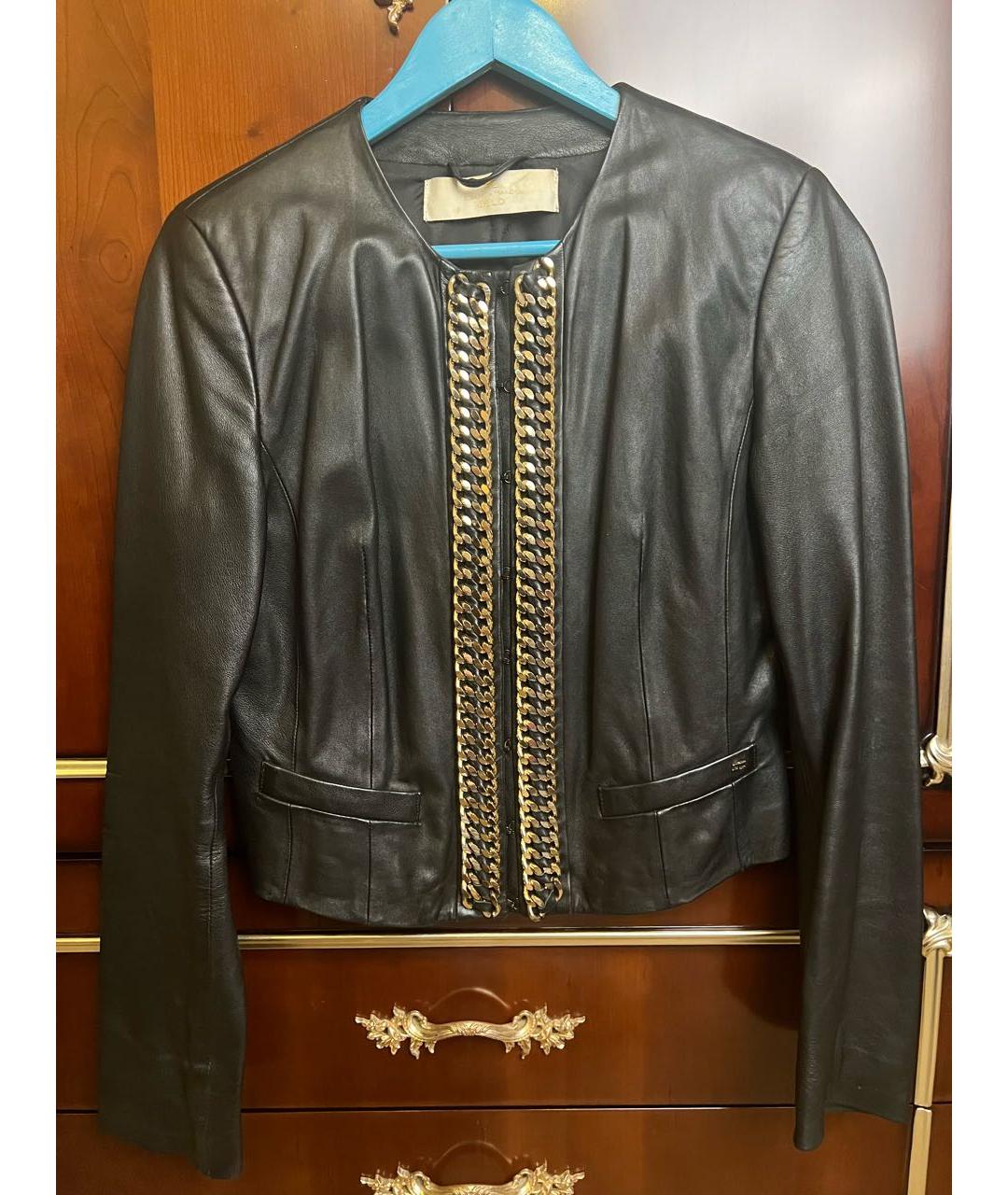 ELISABETTA FRANCHI Черная кожаная куртка, фото 8
