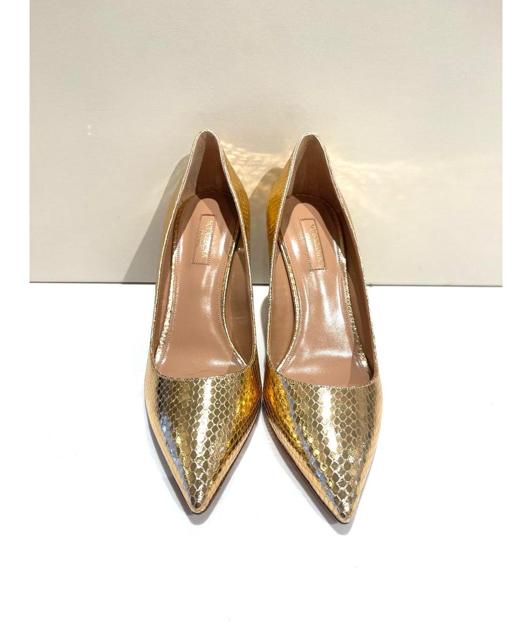 AQUAZZURA Золотые кожаные туфли, фото 2