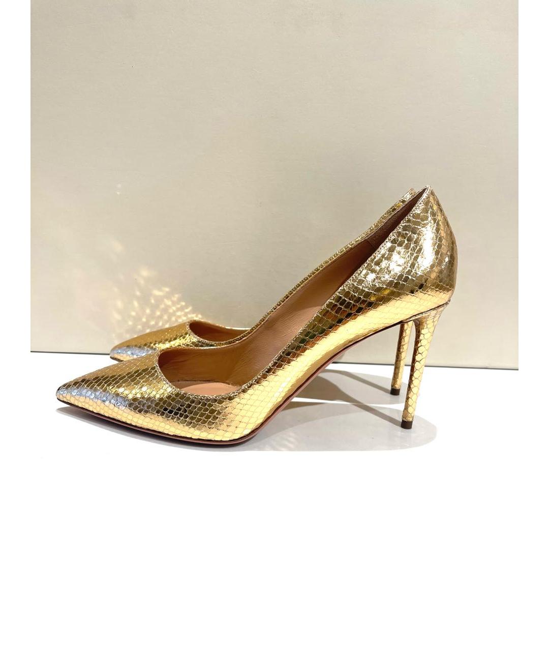AQUAZZURA Золотые кожаные туфли, фото 5