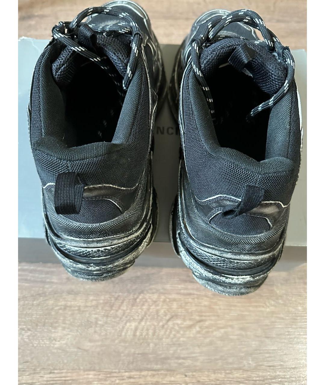BALENCIAGA Черные кожаные низкие кроссовки / кеды, фото 4