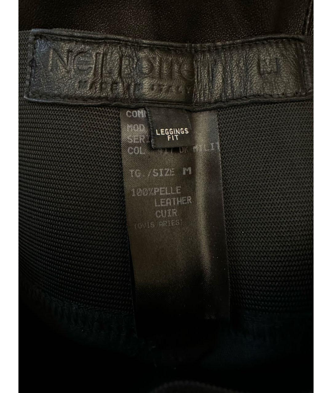NEIL BARRETT Черные кожаные брюки узкие, фото 3