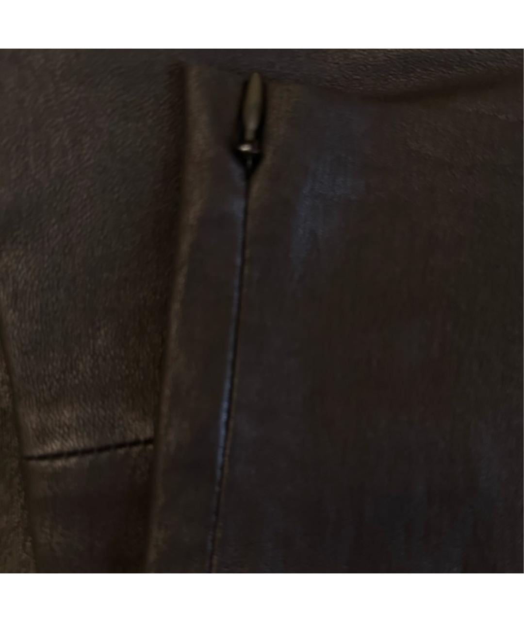 NEIL BARRETT Черные кожаные брюки узкие, фото 8
