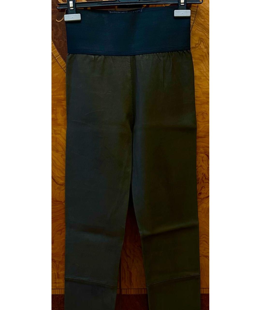 NEIL BARRETT Хаки кожаные брюки узкие, фото 7