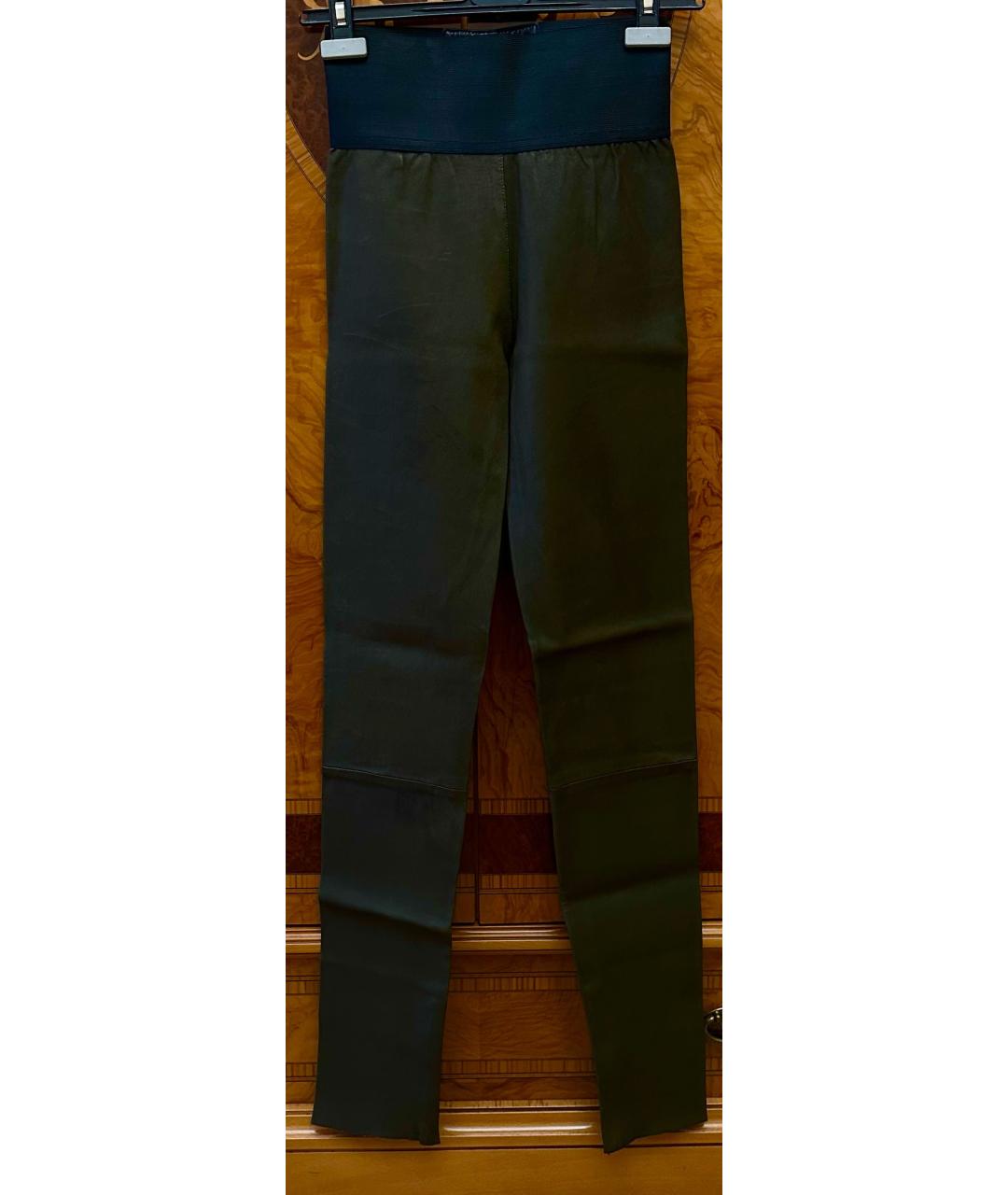 NEIL BARRETT Хаки кожаные брюки узкие, фото 9