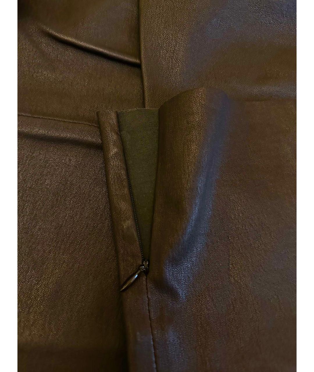 NEIL BARRETT Хаки кожаные брюки узкие, фото 3