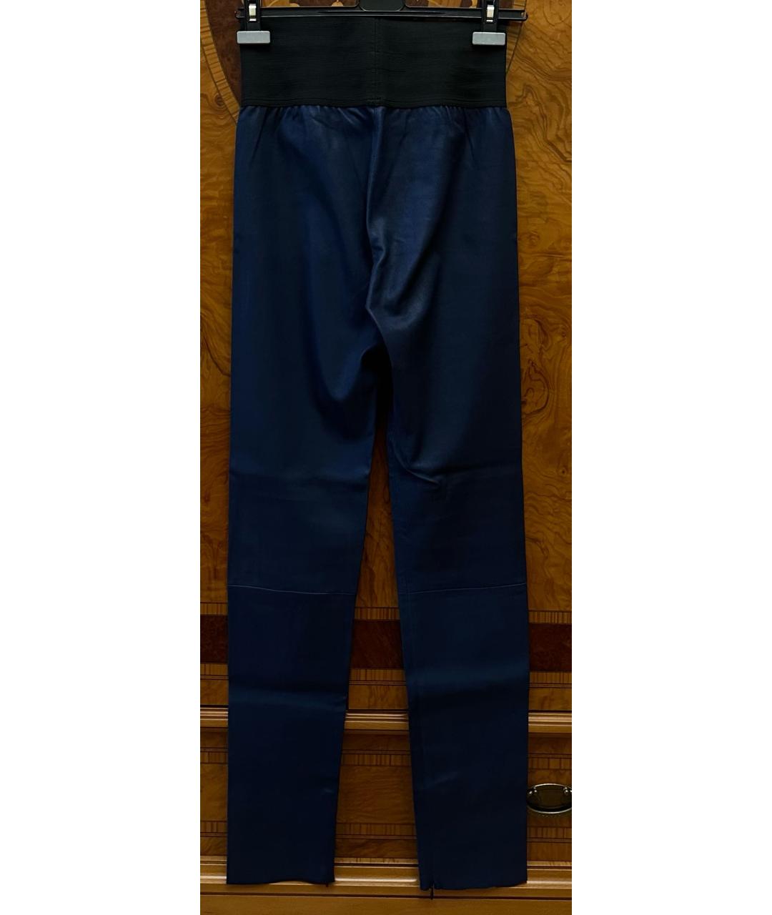 NEIL BARRETT Темно-синие кожаные брюки узкие, фото 2