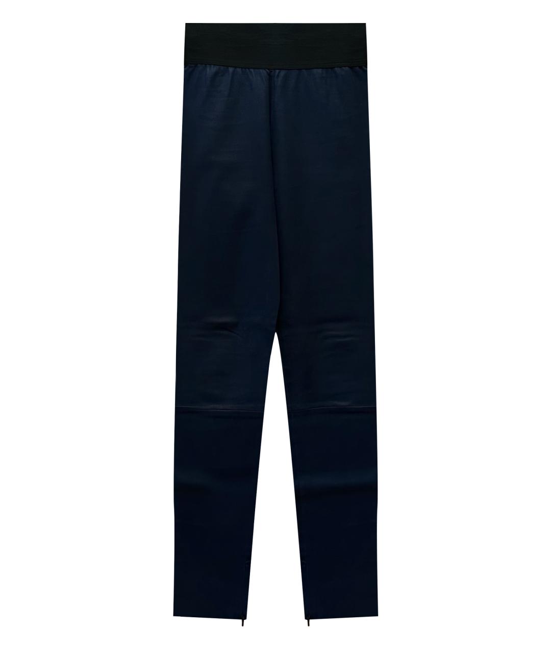 NEIL BARRETT Темно-синие кожаные брюки узкие, фото 1