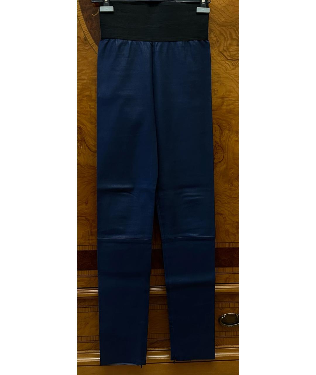 NEIL BARRETT Темно-синие кожаные брюки узкие, фото 7