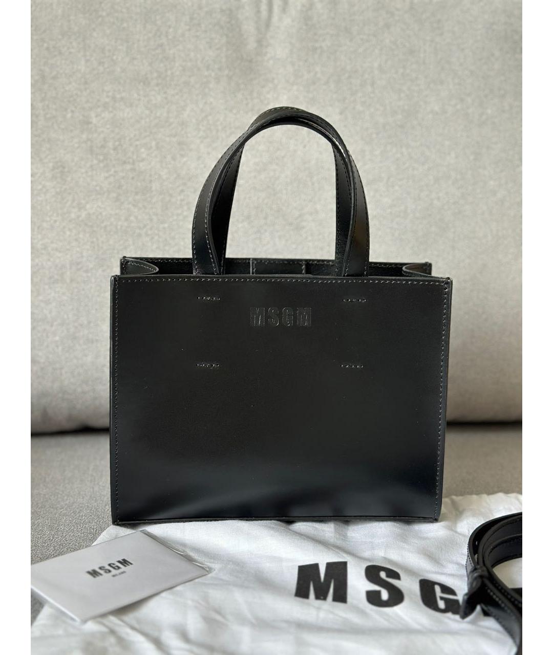 MSGM Черная кожаная сумка с короткими ручками, фото 2