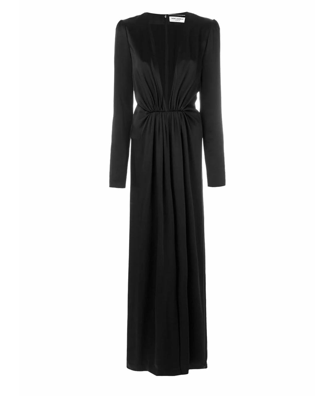 SAINT LAURENT Черное вискозное вечернее платье, фото 1