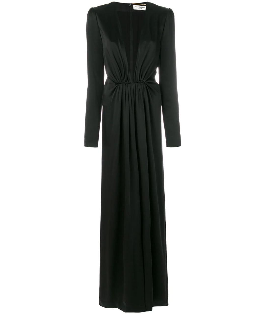 SAINT LAURENT Черное вискозное вечернее платье, фото 6