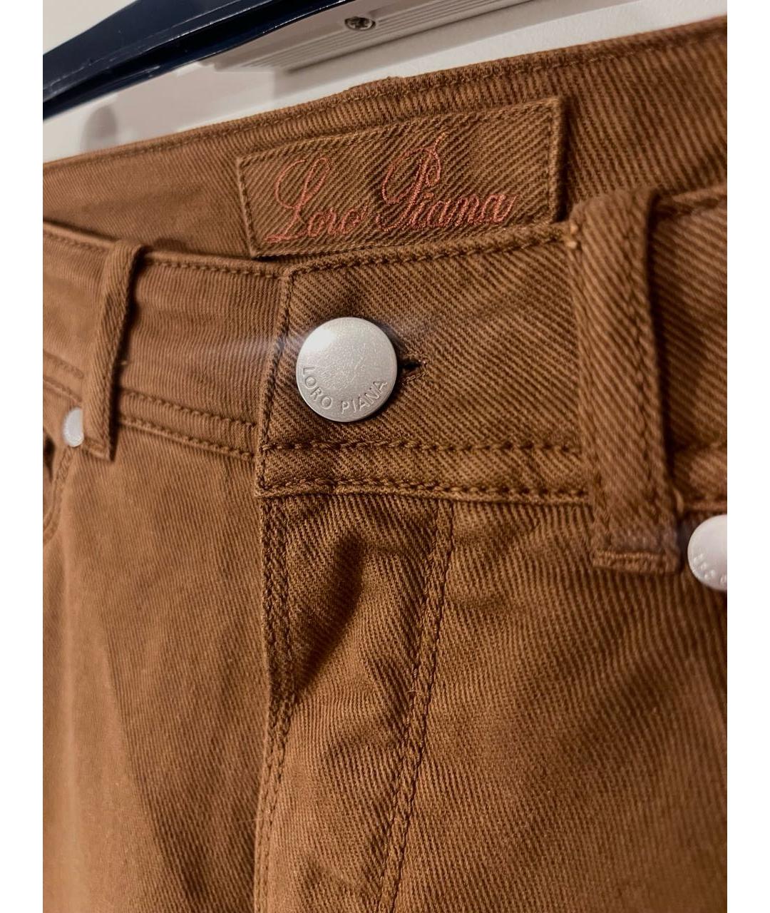 LORO PIANA Коричневые хлопко-эластановые джинсы слим, фото 2