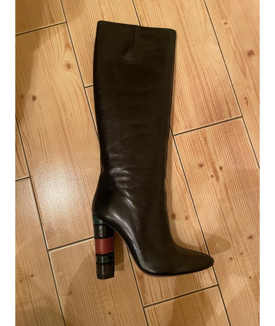 MISSONI Черные кожаные сапоги, фото 1