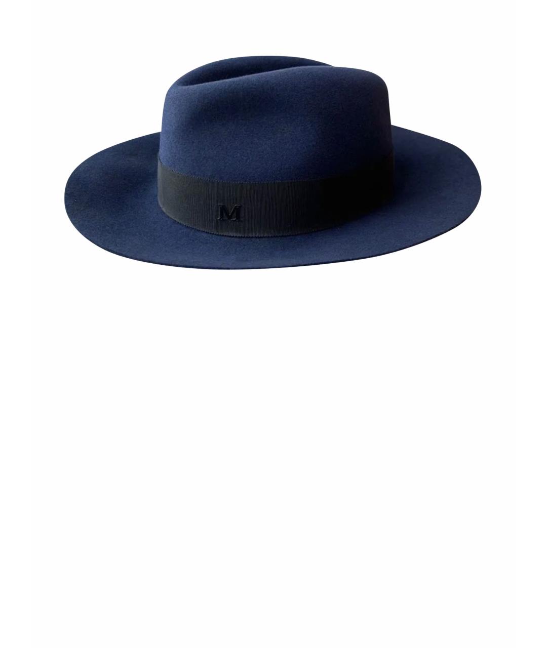 MAISON MICHEL Темно-синяя шерстяная шляпа, фото 1