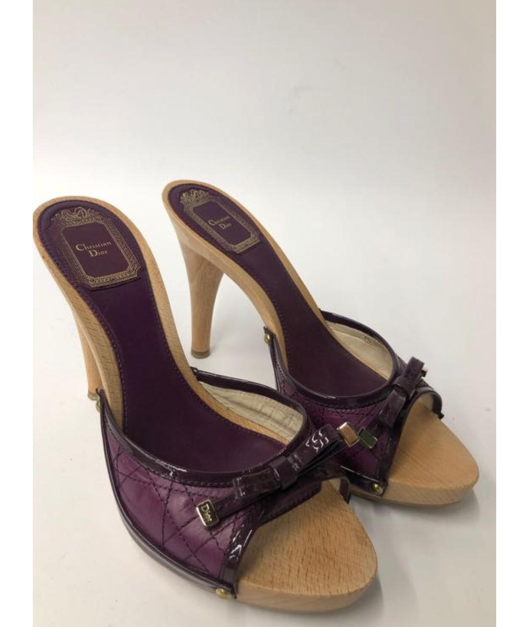 CHRISTIAN DIOR PRE-OWNED Фиолетовые кожаные босоножки, фото 7