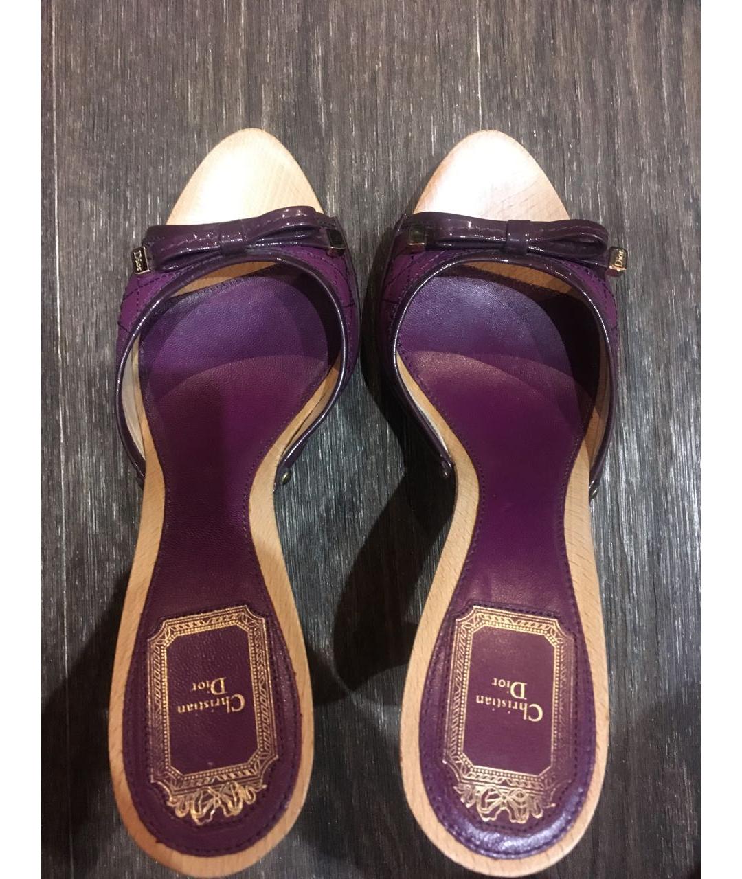 CHRISTIAN DIOR PRE-OWNED Фиолетовые кожаные босоножки, фото 3