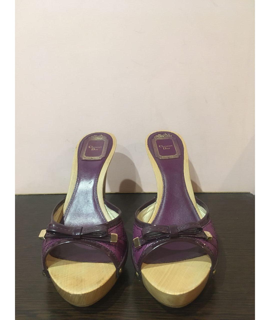 CHRISTIAN DIOR PRE-OWNED Фиолетовые кожаные босоножки, фото 2