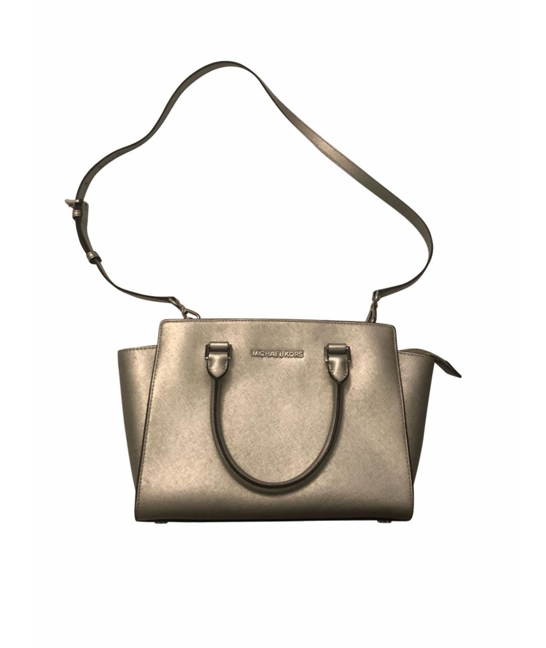 MICHAEL KORS Серебряная кожаная сумка с короткими ручками, фото 1