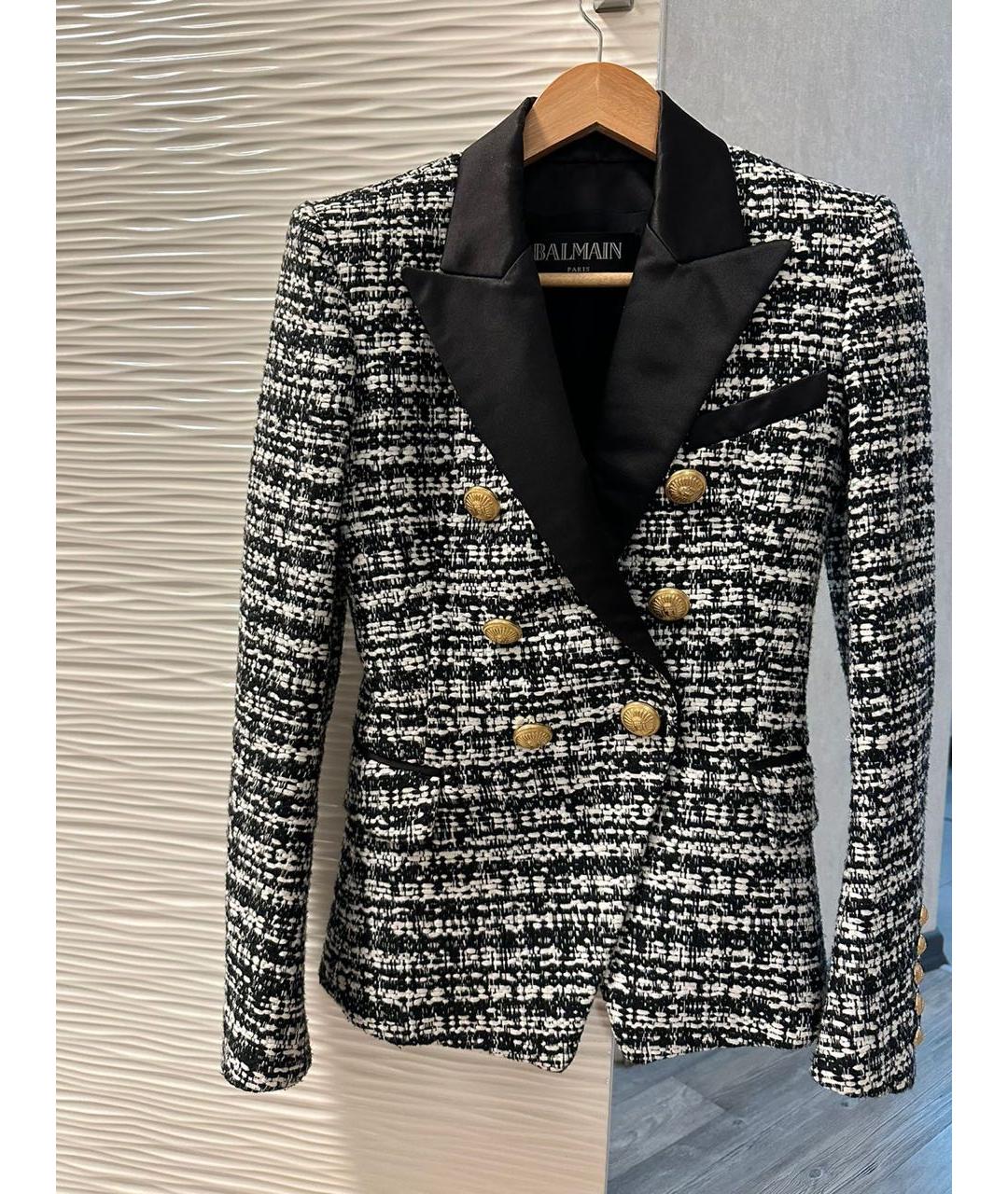 BALMAIN Черный твидовый жакет/пиджак, фото 5