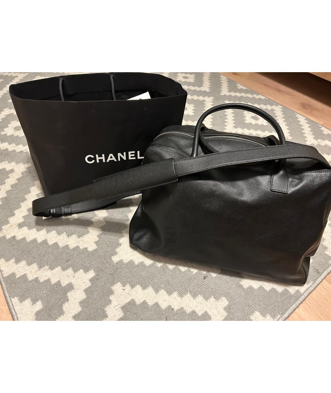 CHANEL Черная кожаная дорожная/спортивная сумка, фото 6