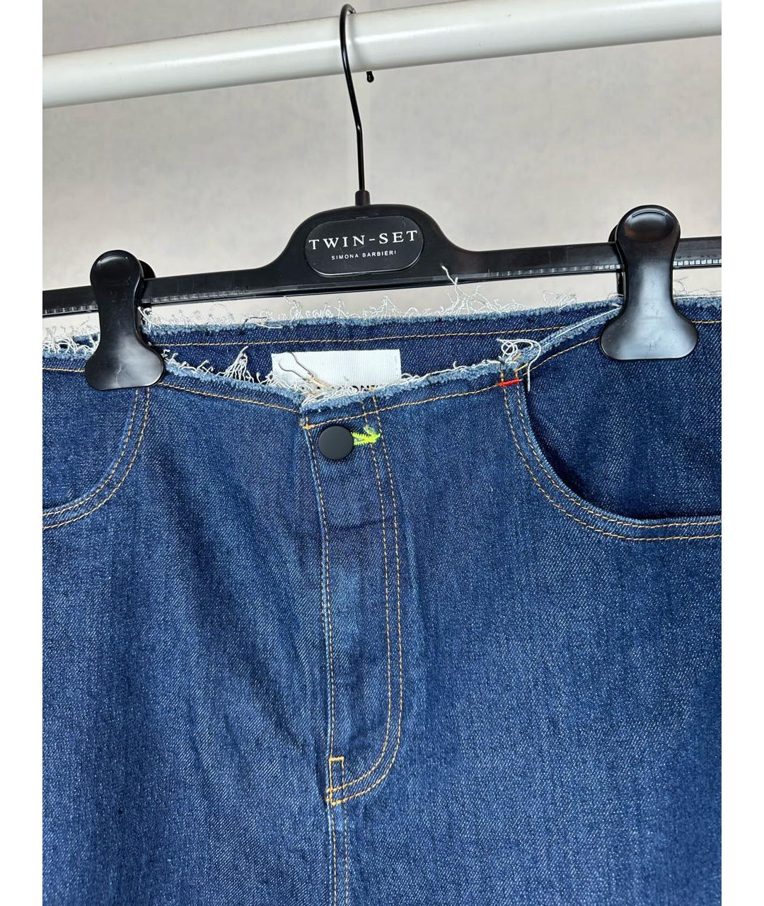 LIVIANA CONTI Темно-синие хлопко-лиоцелловые прямые джинсы, фото 4