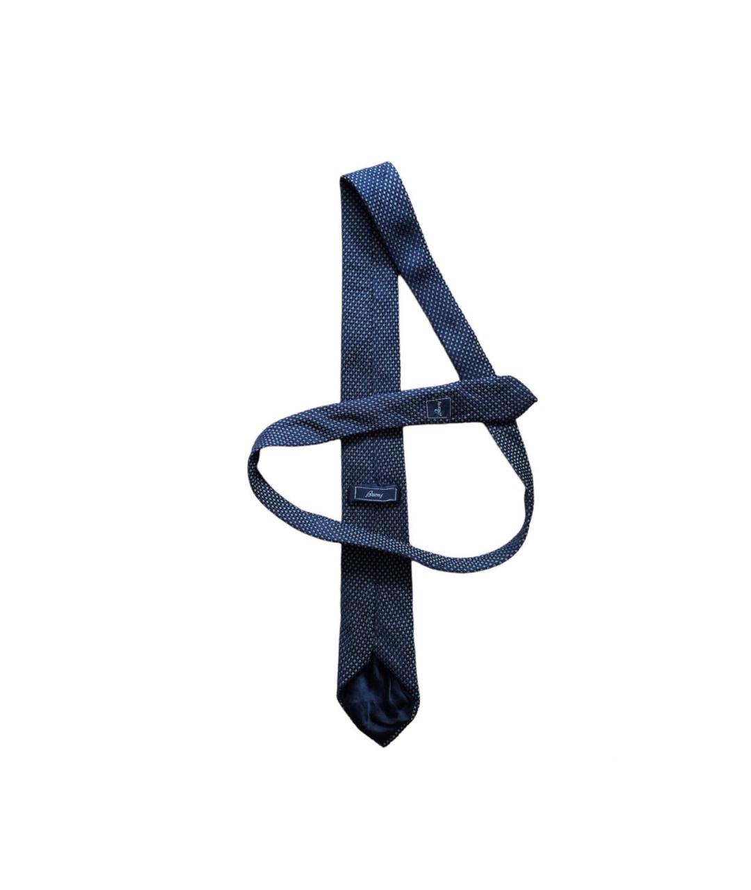 BRIONI Темно-синий шелковый галстук, фото 5