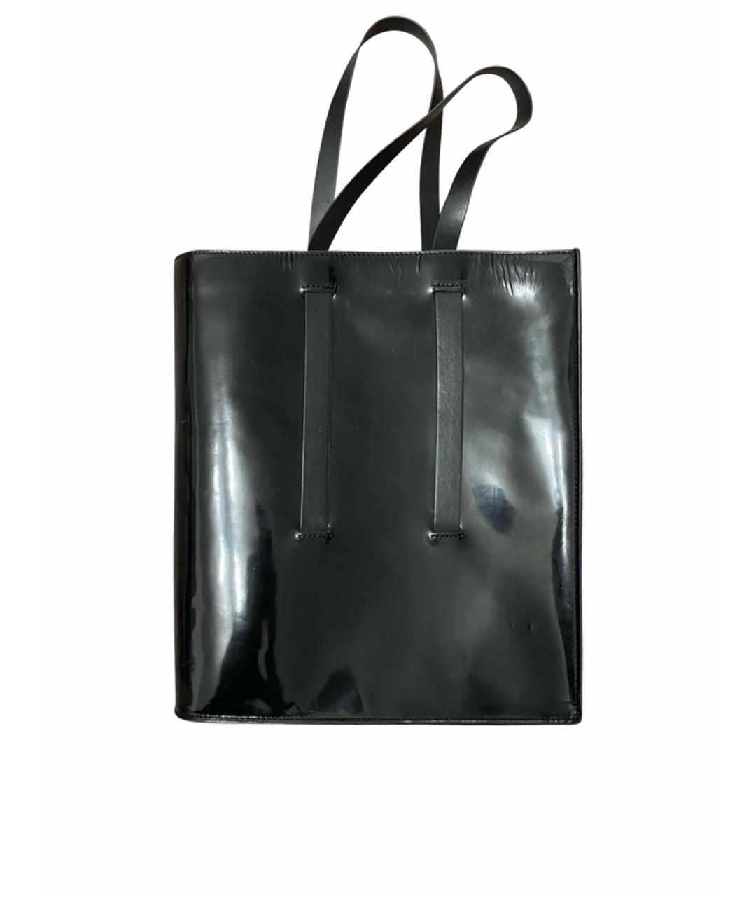 JIL SANDER Черная сумка тоут из лакированной кожи, фото 1