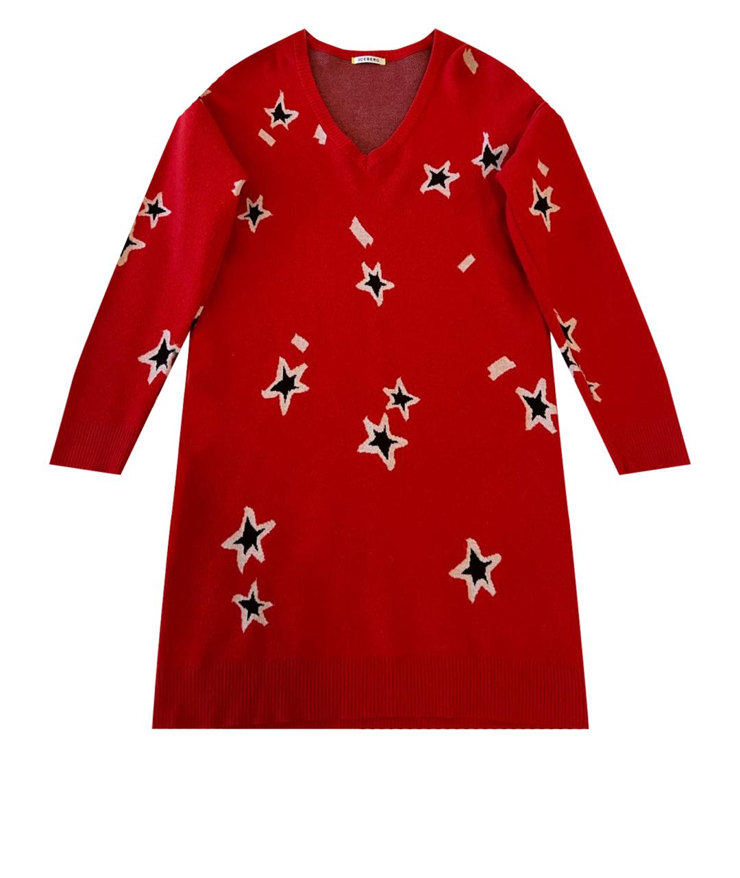 ICEBERG Красное шерстяное повседневное платье, фото 1