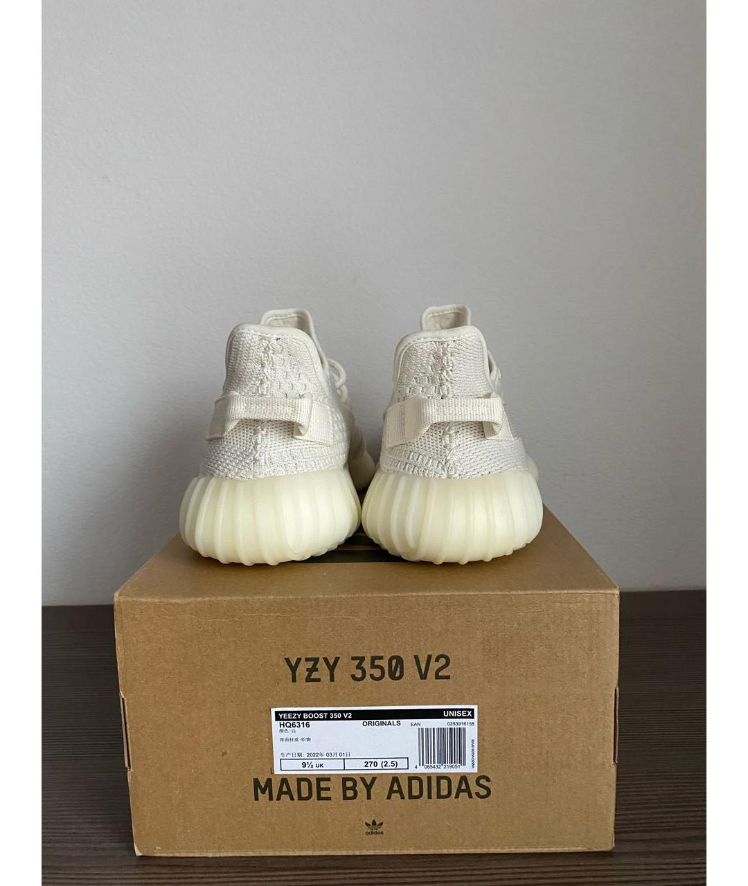 ADIDAS YEEZY Белые текстильные низкие кроссовки / кеды, фото 4