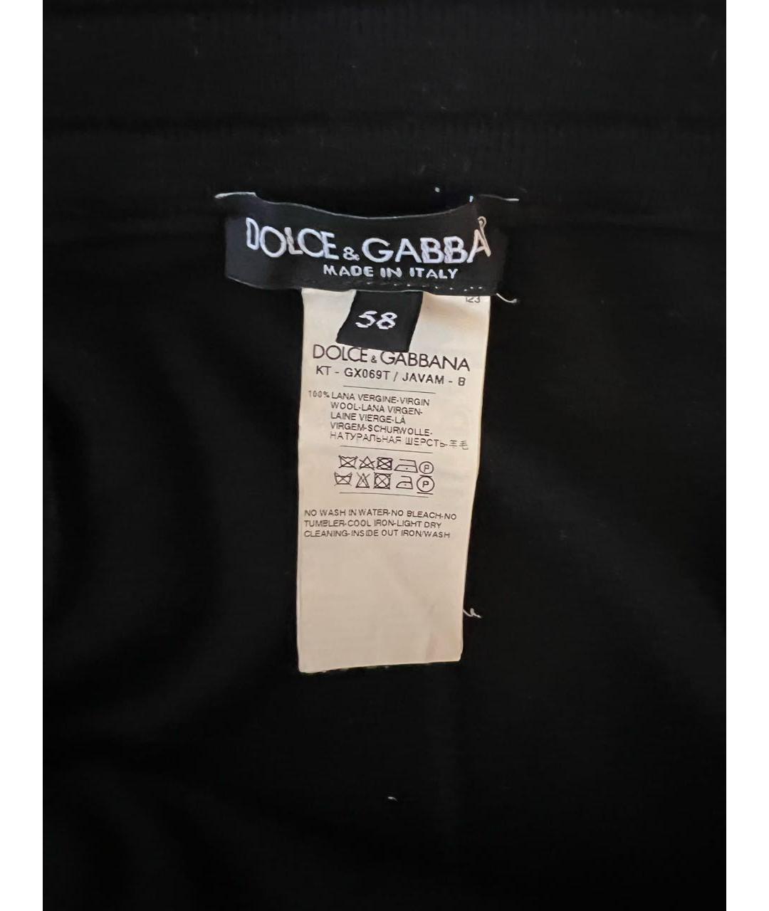 DOLCE&GABBANA Черные шерстяные повседневные брюки, фото 3